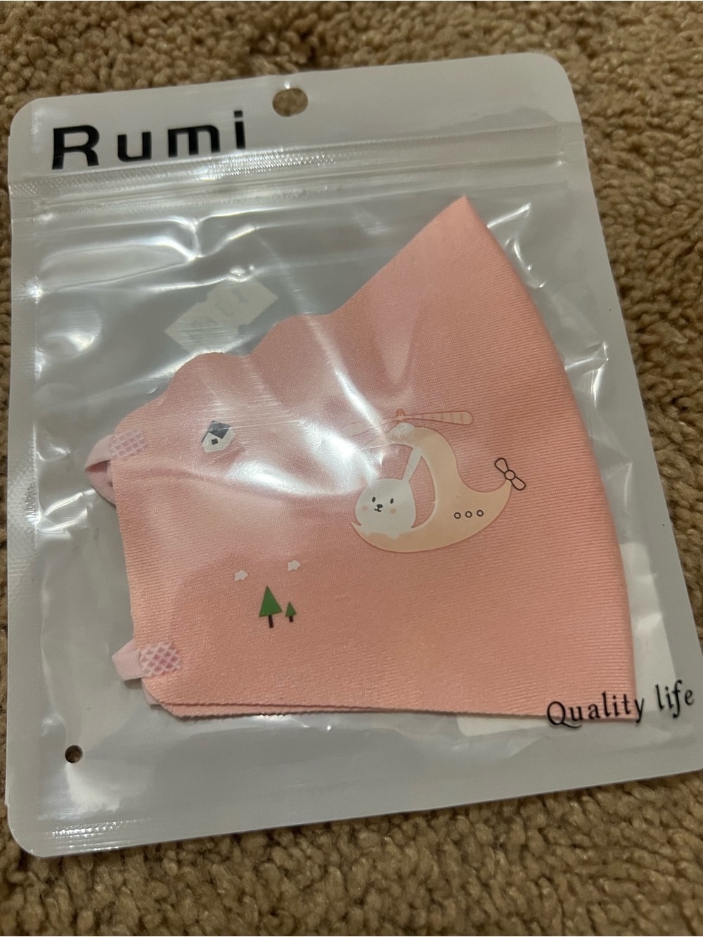 Umi Pink Kids Face Mask with Cartoon Cat